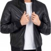 Men’s Casual Bomber Real Black Leather Jacket Men’s Casual Bomber Real Black Leather Jacket