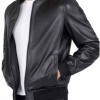 Men’s Casual Bomber Real Black Leather Jacket Men’s Casual Bomber Real Black Leather Jacket