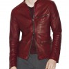 Men’s Casual Red Burnished Dual Zipper Jacket Men’s Casual Red Burnished Dual Zipper Jacket