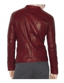 Men’s Casual Red Burnished Dual Zipper Jacket