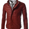 Men’s Casual Slim Fit Snap Tab Collar Maroon Faux Leather Jacket Men’s Casual Slim Fit Snap Tab Collar Maroon Faux Leather Jacket