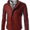 Men’s Casual Slim Fit Snap Tab Collar Maroon Faux Leather Jacket