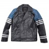 Men’s Classic Black and Blue Striped Leather Biker Jacket Men’s Classic Black and Blue Striped Leather Biker Jacket