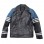 Men’s Classic Black and Blue Striped Leather Biker Jacket