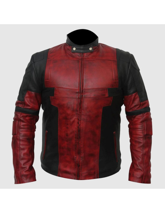 Men’s Deadpool Leather Motorcycle Jacket For Bikers