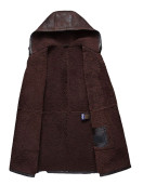 Men’s Moda Nellav Dark Brown Shearling Leather Hooded Coat