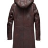 Men’s Moda Nellav Dark Brown Shearling Leather Hooded Coat Men’s Moda Nellav Dark Brown Shearling Leather Hooded Coat