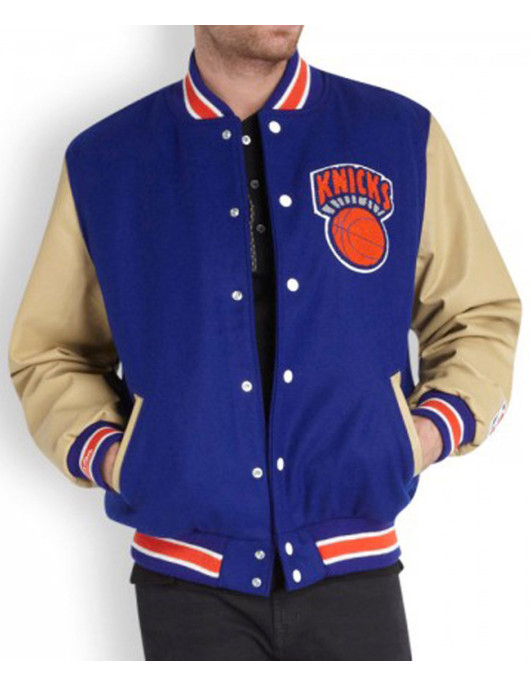 Men’s New York Knicks Blue Letterman Jacket