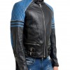 Men’s Quilted Biker Stylish Black and Blue Leather Jacket Men’s Quilted Biker Stylish Black and Blue Leather Jacket