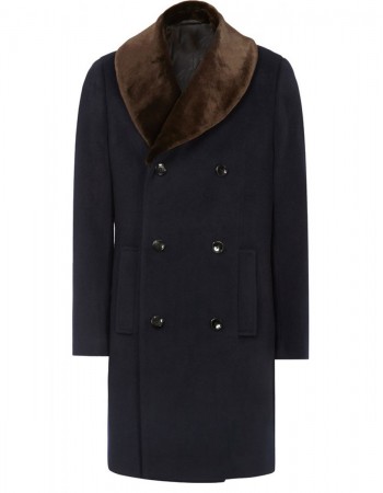 Men’s Reiss Brody Navy Blue Coat with Shawl Collar