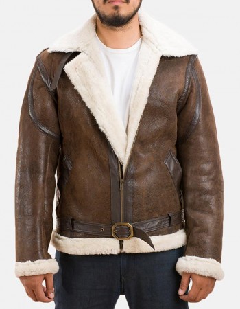 Men’s Shearling Brown Real Leather Jacket