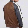 Men’s Truly Striped Bomber Faux Leather Jacket Men’s Truly Striped Bomber Faux Leather Jacket