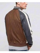 Men’s Truly Striped Bomber Faux Leather Jacket