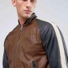 Men’s Truly Striped Bomber Faux Leather Jacket Men’s Truly Striped Bomber Faux Leather Jacket