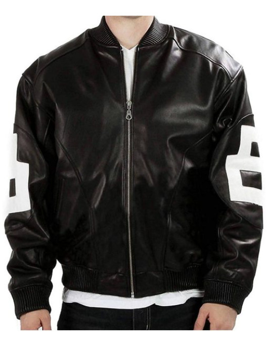 Michael Hoban 8 Ball Bomber Black Leather Jacket