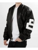 Michael Hoban 8 Ball Bomber Black Leather Jacket