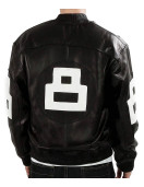 Michael Hoban 8 Ball Bomber Black Leather Jacket