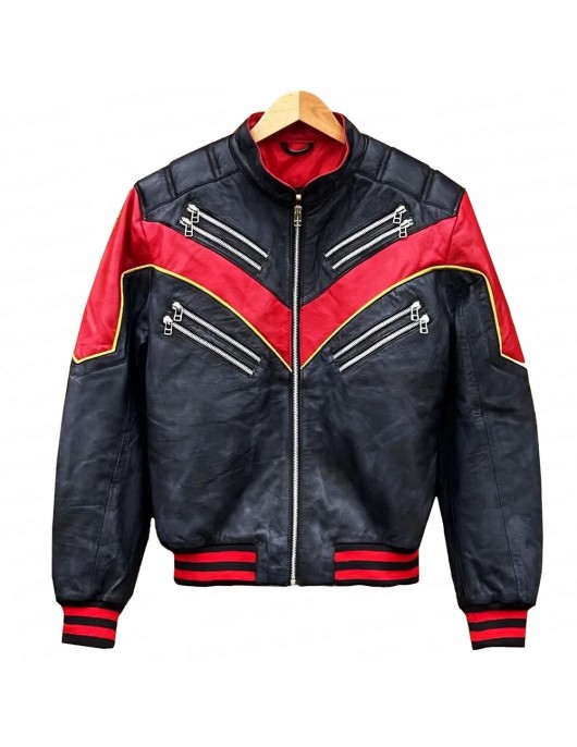 Miles Morales Spider-Man Black Motorcycle Leather Jacket