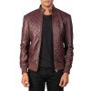 Abstract Maroon Leather Jacket