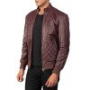 Abstract Maroon Leather Jacket