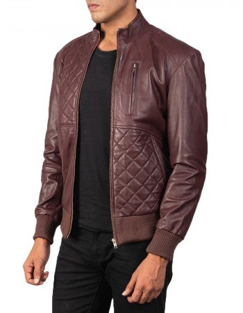 Abstract Maroon Leather Jacket