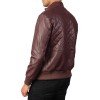 Abstract Maroon Leather Jacket