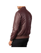 Abstract Maroon Leather Jacket