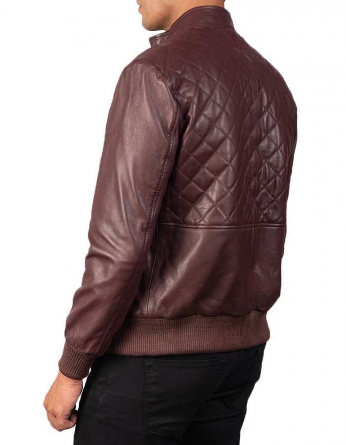 Abstract Maroon Leather Jacket