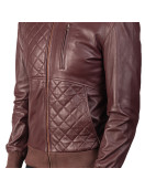 Abstract Maroon Leather Jacket