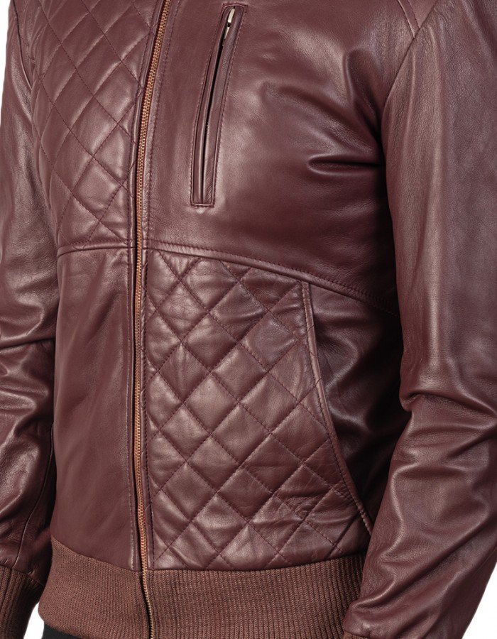 Abstract Maroon Leather Jacket