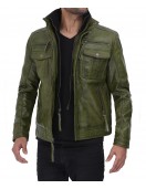 Moffit Green Mens Real Leather Jacket