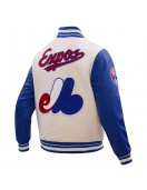 Montreal Expos Retro Classic Off White Wool Varsity Jacket