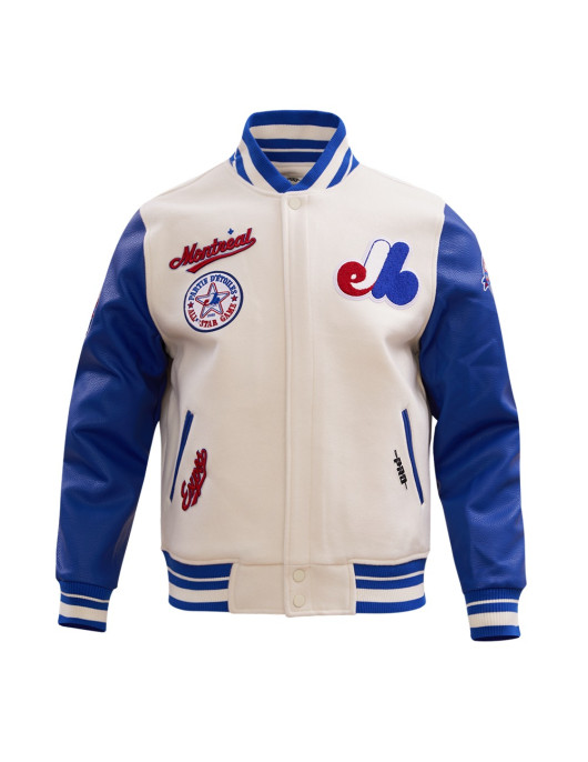 Montreal Expos Retro Classic Off White Wool Varsity Jacket