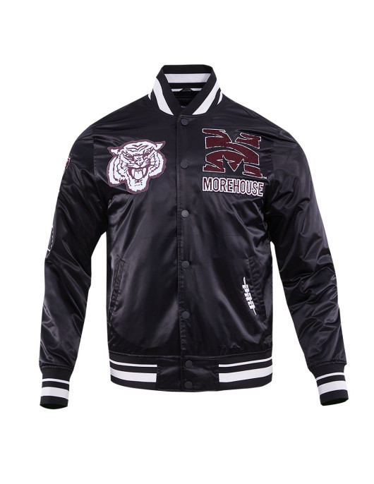 Morehouse College Classic Rib Black Satin Jacket