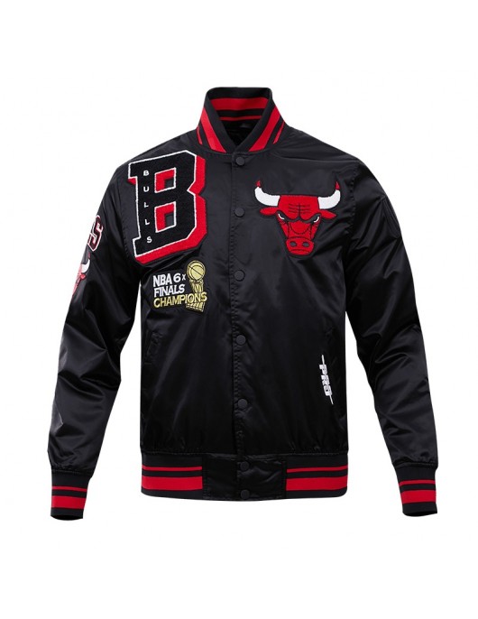 NBA Black Chicago Bulls Satin Jacket