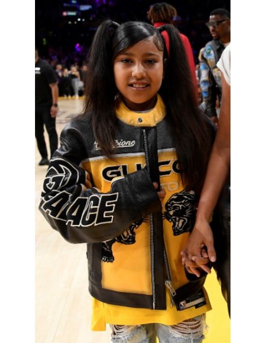 NBA Lakers 2023 North West Black and Yellow Leather Jacket