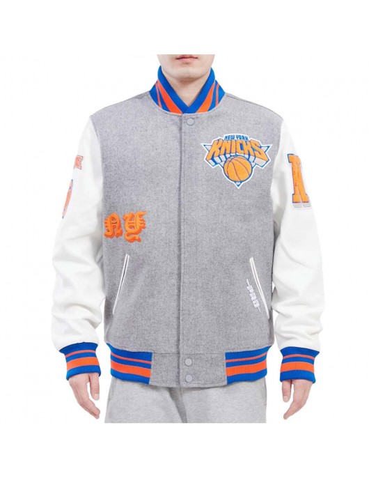 NY Knicks Old English Varsity Jacket