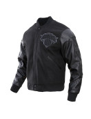 NY Knicks Wool/Leather All Black Varsity Jacket