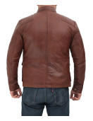 Navan Mens Brown Four Pocket Vintage Leather Jacket