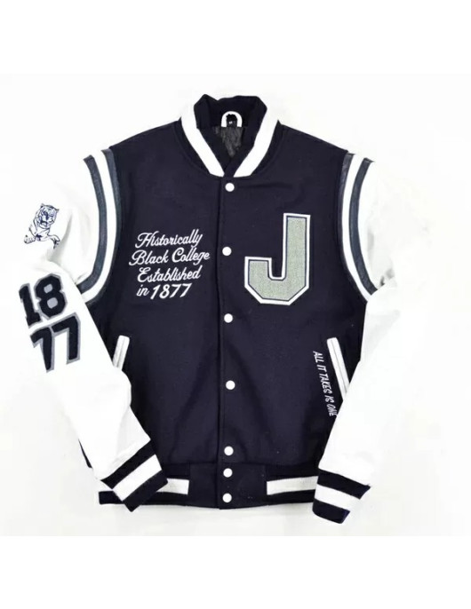 Navy Blue Jackson State University Varsity Jacket