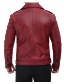 Negan Asymmetrical Leather Maroon Biker Jacket