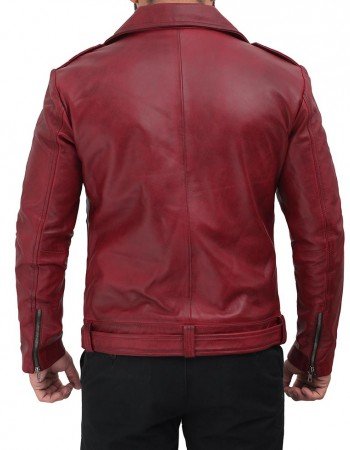Negan Asymmetrical Leather Maroon Biker Jacket Negan Asymmetrical Leather Maroon Biker Jacket