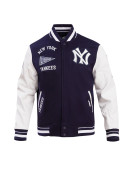 New York Yankees Retro Classic Off White Wool Varsity Jacket