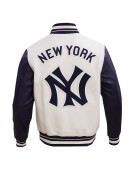 New York Yankees Retro Classic Off White Wool Varsity Jacket