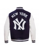 New York Yankees Retro Classic Off White Wool Varsity Jacket