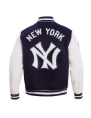 New York Yankees Retro Classic Off White Wool Varsity Jacket