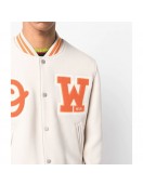 OW Logo-Patch Off-White Varsity Jacket