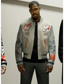 Off White Ac Milan Grey Wool Varsity Jacket