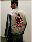 Off White Ac Milan Grey Wool Varsity Jacket