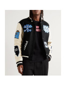 Off-White Black Felt and Varsity Jacket